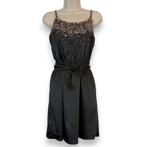 Sequin Black Cocktail Dress Y2K Mini Coquette Medium